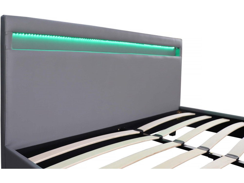 Cama com LED "Maria" - 160 x 200 cm - Cinza