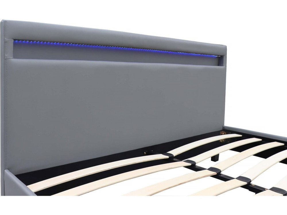 Cama com LED "Maria" - 160 x 200 cm - Cinza