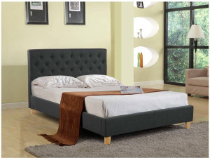 Cama de casal "Emmy" - 140 x 190 cm - Cinza 2