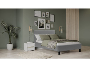 Cama "Lina" - 90 x 190 cm - Cinza claro - 2
