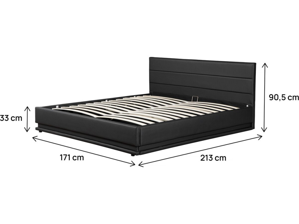 Cama LED com baú "Anastasia" - 160 x 200 cm - Preto