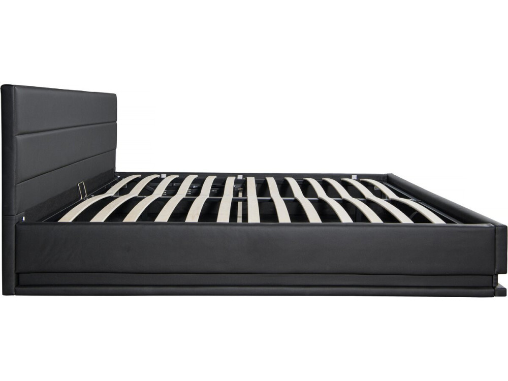 Cama LED com baú "Anastasia" - 160 x 200 cm - Preto