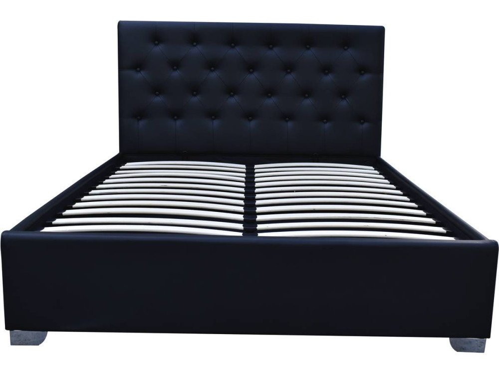 Cama de casal com baú "Tino" - 160 × 200 cm - Preto