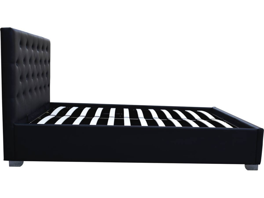 Cama de casal com baú "Tino" - 160 × 200 cm - Preto
