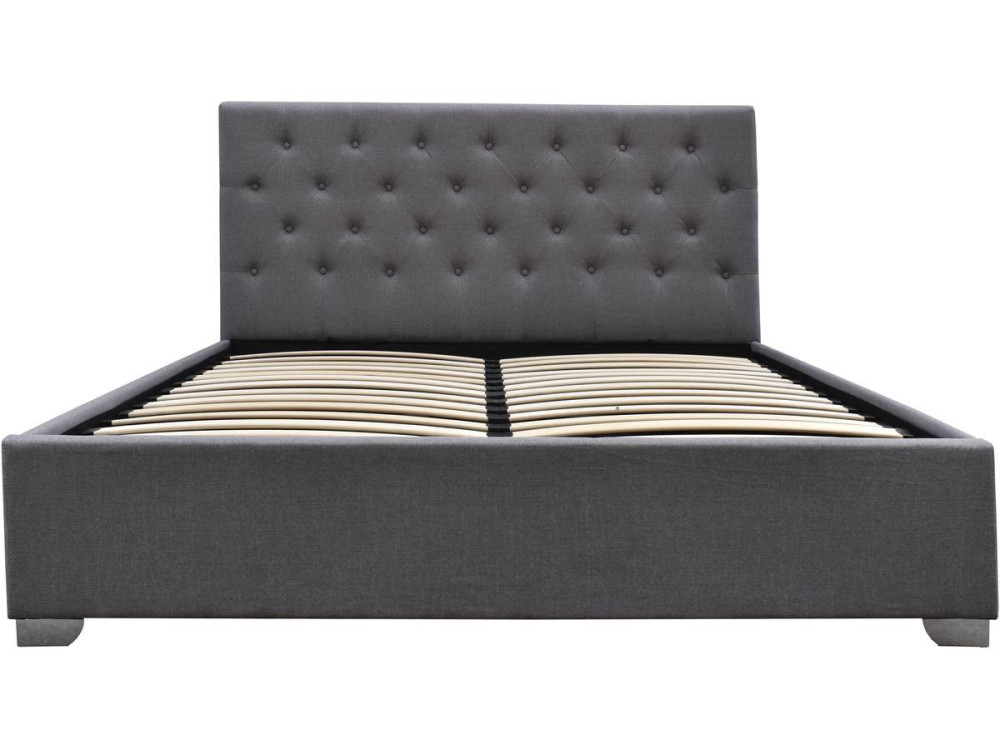Cama de casal com baú "Tino" - 140 × 190 cm - Cinza