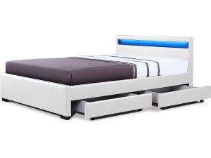 Cama LED com 4 gavetas "Nico" - 160 × 200 cm - Branco