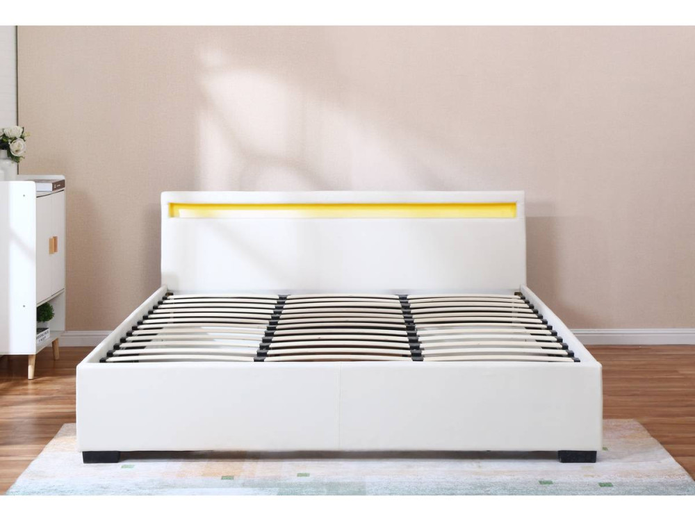 CAMA dupla LED com 4 gavetas "Nico" - 180 x 200 cm - Branca