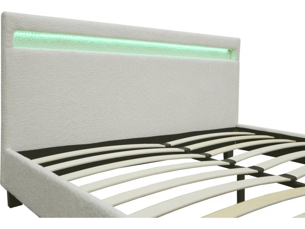 Cama atoalhada com LED "Maria" 140x190cm - Creme