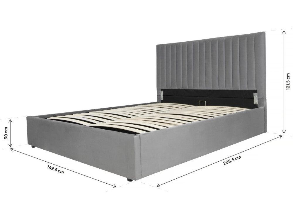 Cama com caixa "Mia" - 140 x 190 cm - Cinza