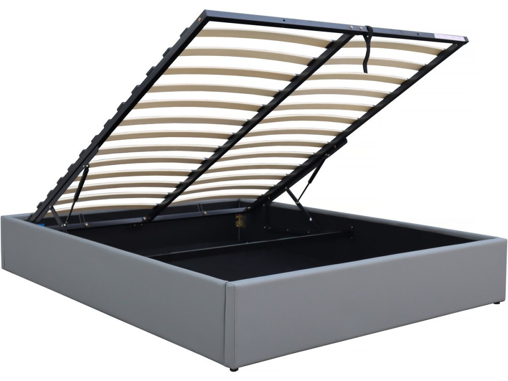 Cama de casal em PVC com caixa "Ava" - 140 x 190 cm - Cinza