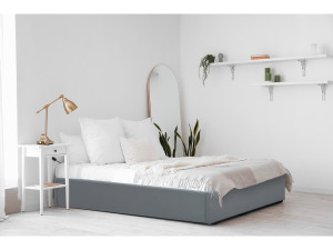 Cama de solteiro em PVC com caixa "Ava" - 90 x 190 cm - Cinza 2