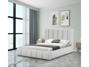 Cama Boucle com baú "Annie" - 140 x 190 cm - Branco 2