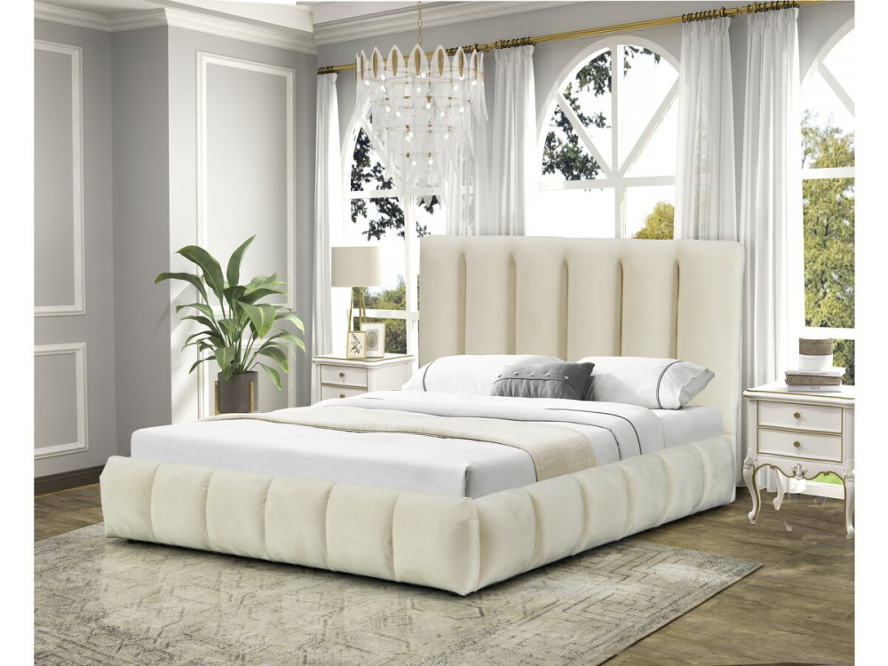 Cama com baú "Annie" 160 x 200 cm - Bege