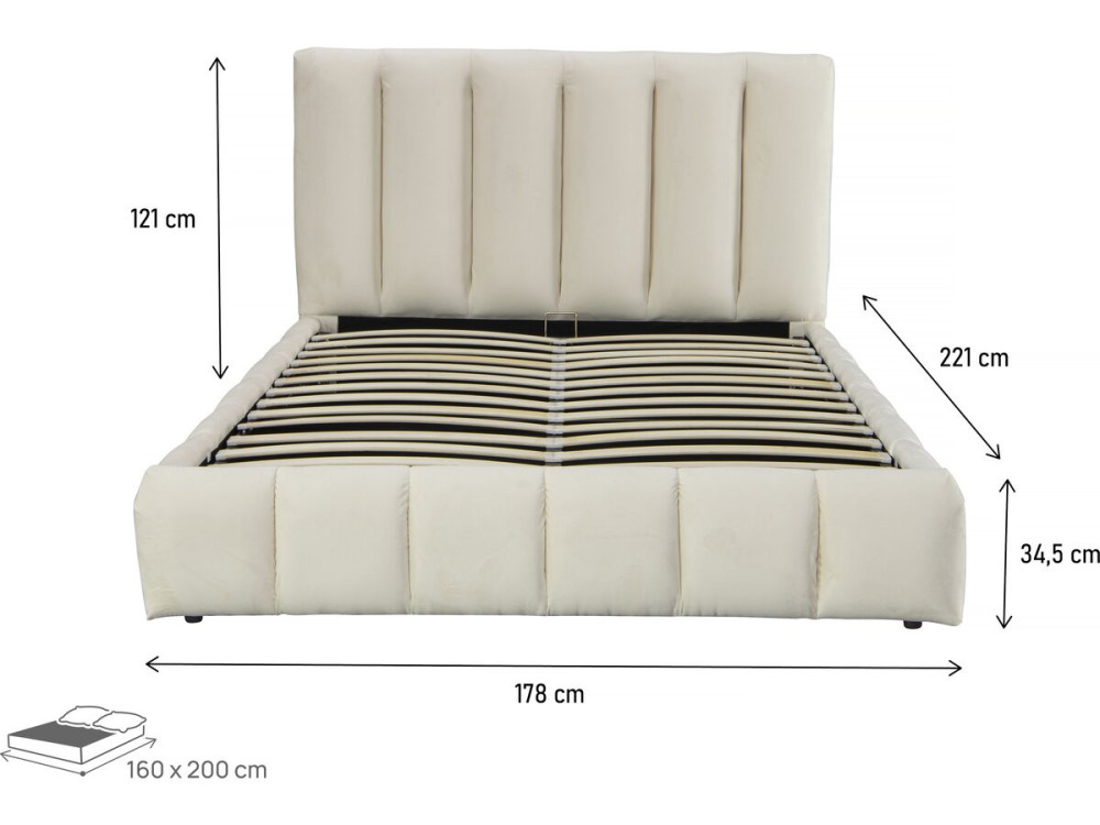 Cama com baú "Annie" 160 x 200 cm - Bege