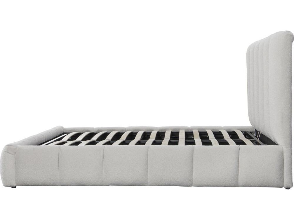 Cama Boucle com baú "Annie" - 160 x 200 cm - Branco