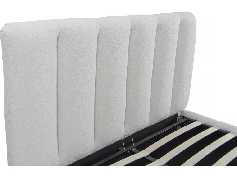Cama Boucle com baú "Annie" - 160 x 200 cm - Branco