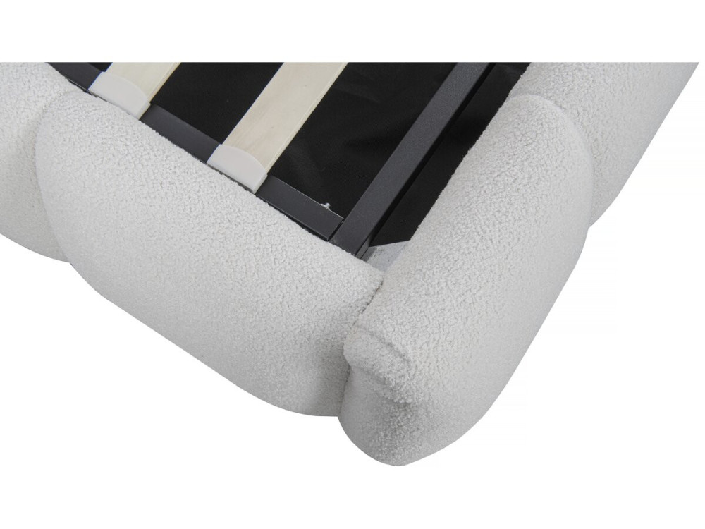 Cama Boucle com baú "Annie" - 160 x 200 cm - Branco