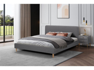 Cama de casal de tecido "Louise" - 140 x 190 cm - Cinza 2