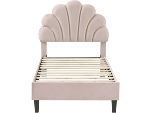 Cama em forma de concha de veludo "Manon" - 90 x 190 cm - Bege