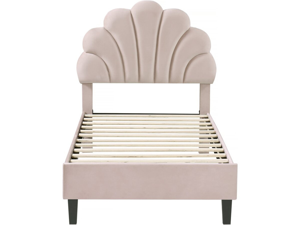 Cama em forma de concha de veludo "Manon" - 90 x 190 cm - Bege