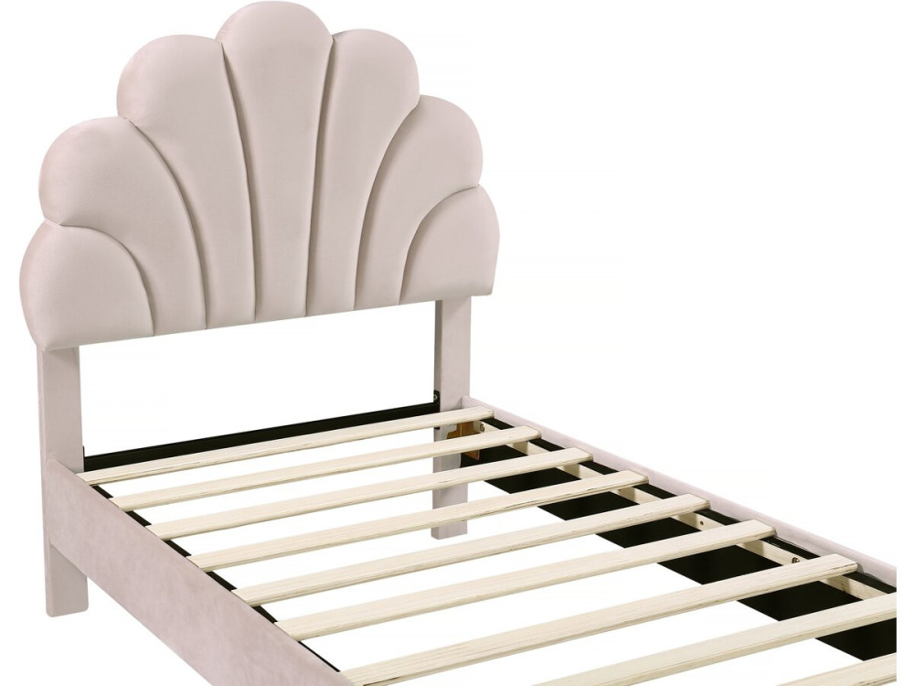 Cama em forma de concha de veludo "Manon" - 90 x 190 cm - Bege