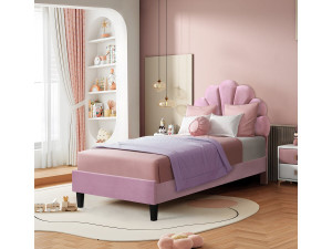 Cama em forma de concha de veludo "Manon" - 90 x 190 cm - Rosa 2