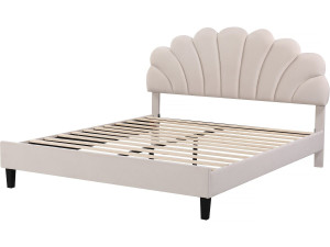 Cama de veludo "Manon" - Bege - 140 x 190 cm