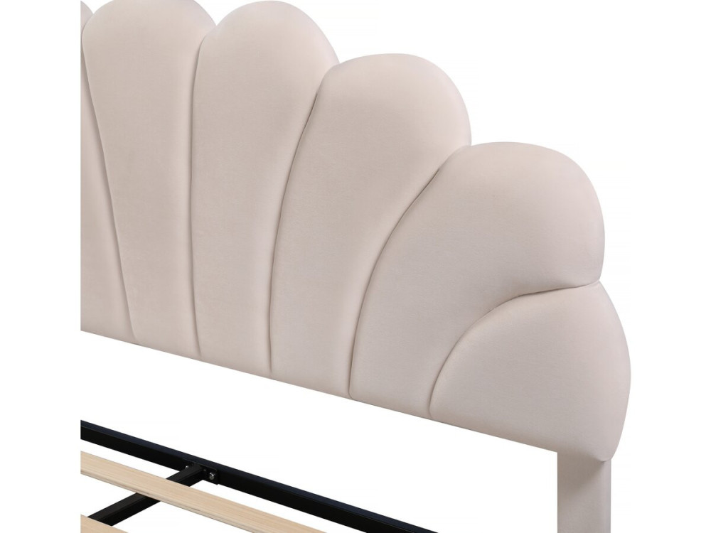 Cama de veludo "Manon" - Bege - 140 x 190 cm