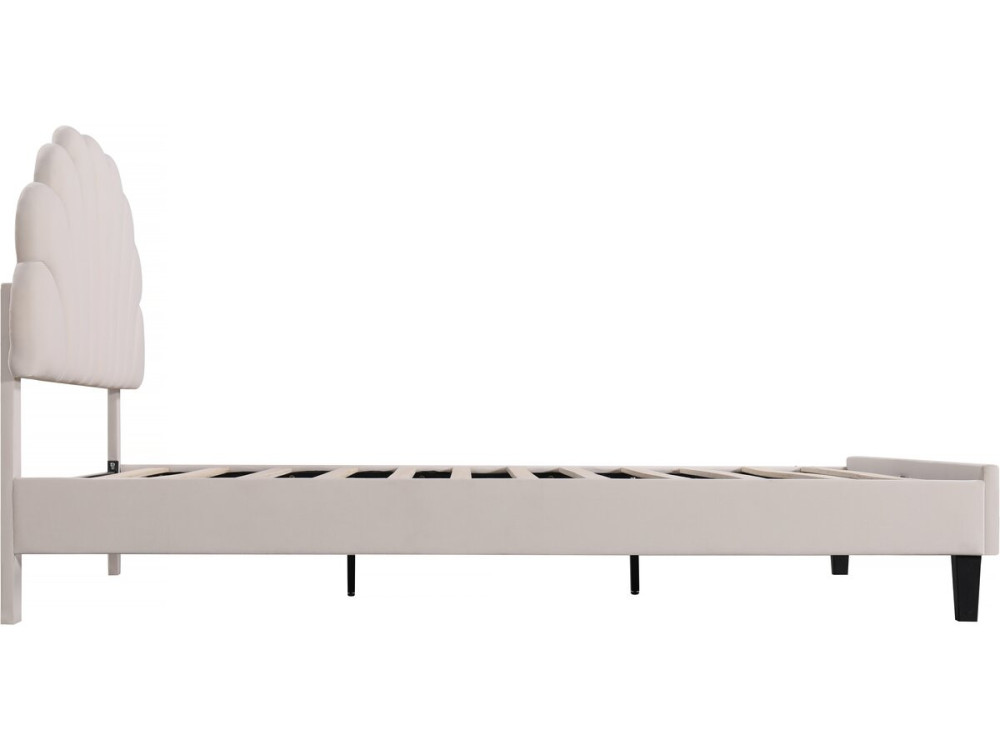 Cama de veludo "Manon" - Bege - 140 x 190 cm