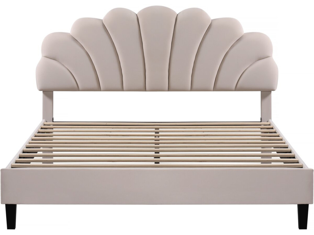 Cama de veludo "Manon" - Bege - 140 x 190 cm