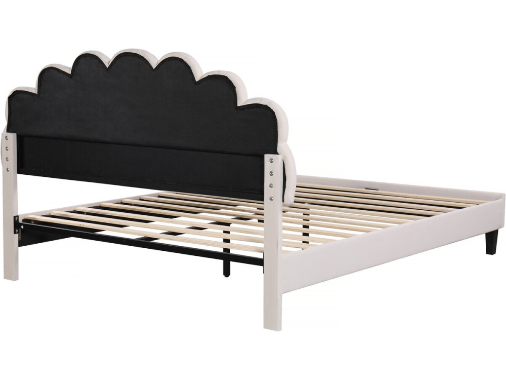 Cama de veludo "Manon" - Bege - 140 x 190 cm