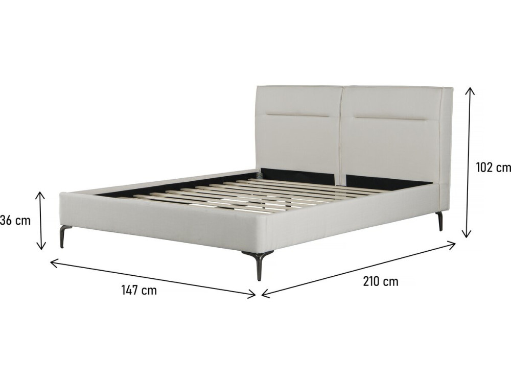 Cama de casal em tecido designer "Moritz" - 140 x 190 cm - Bege