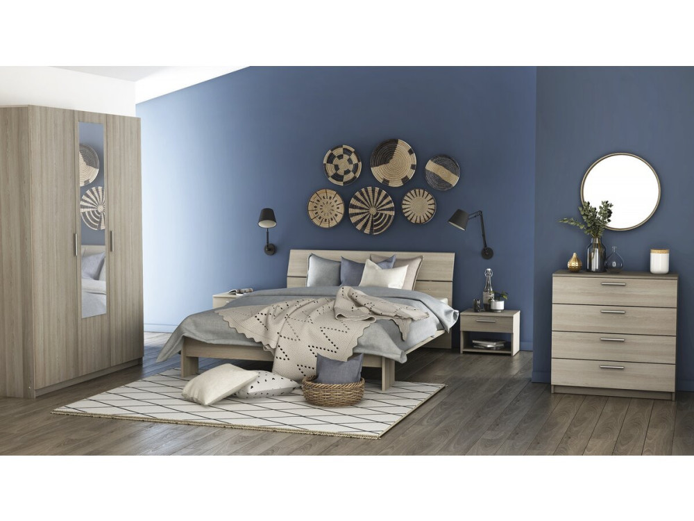 Cama de casal em madeira "Cara" - 140 x 200 cm - Bege