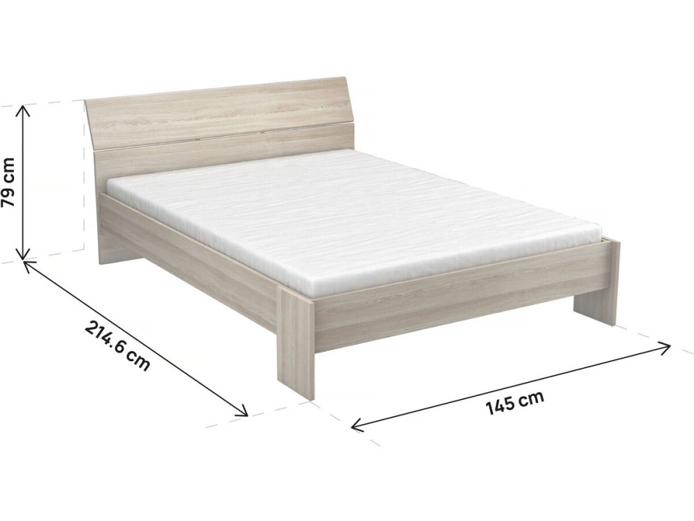 Cama de casal em madeira "Cara" - 140 x 200 cm - Bege