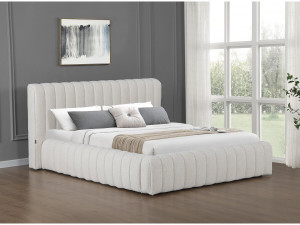 Cama de casal em tecido "Tignes" com arrumação - 140 x 190 cm - Bege 2