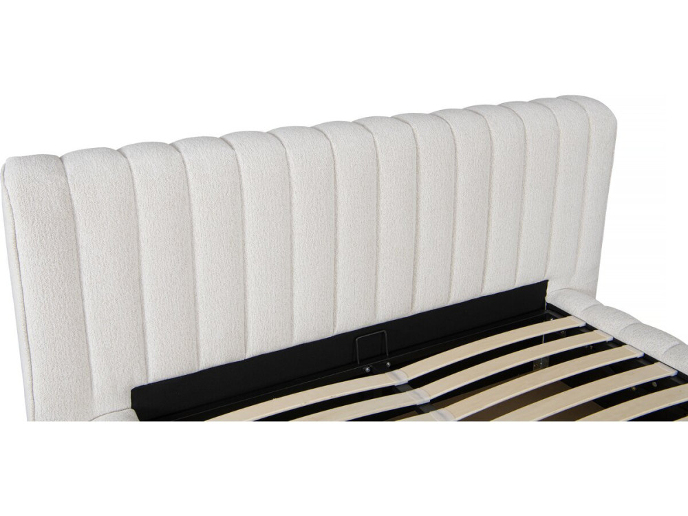 Cama de casal em tecido "Tignes" com arrumação - 140 x 190 cm - Bege
