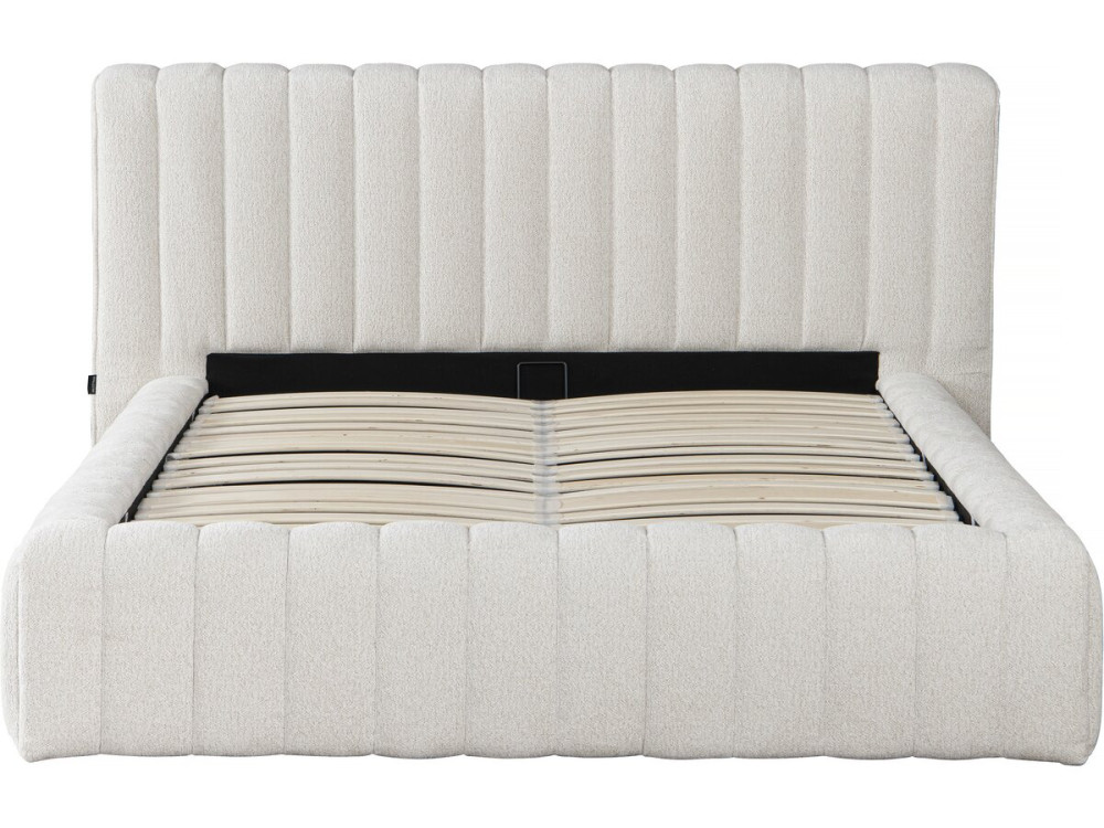 Cama de casal em tecido "Tignes" com arrumação - 160 x 200 cm - Bege