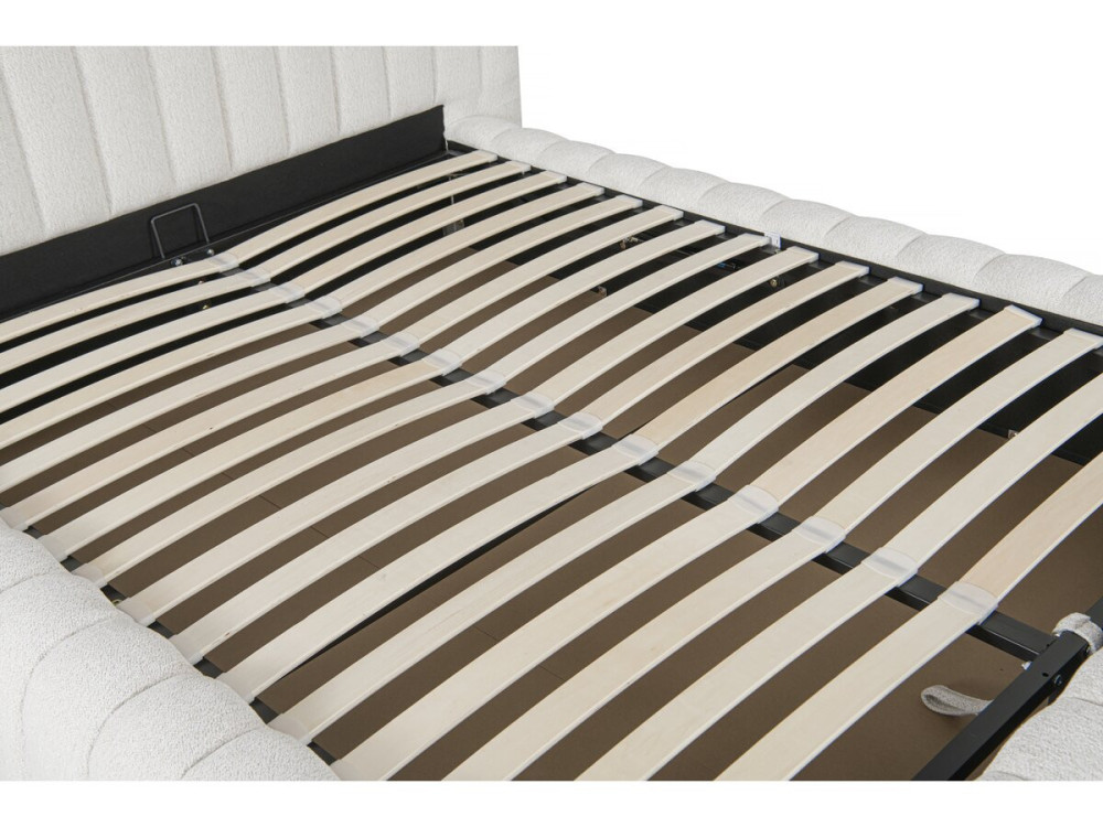 Cama de casal em tecido "Tignes" com arrumação - 160 x 200 cm - Bege