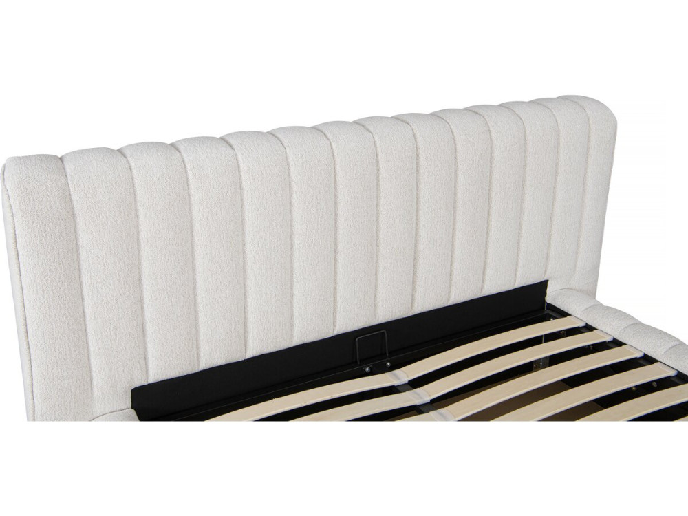 Cama de casal em tecido "Tignes" com arrumação - 160 x 200 cm - Bege