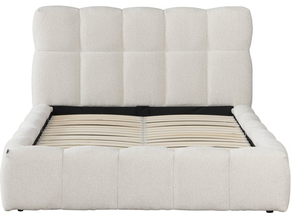 Cama de casal em tecido "Davos" com arrumação - 140 x 190 cm - Bege