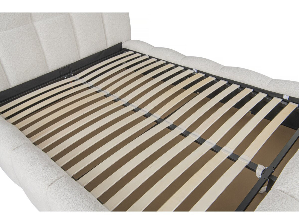 Cama de casal em tecido "Davos" com arrumação - 140 x 190 cm - Bege