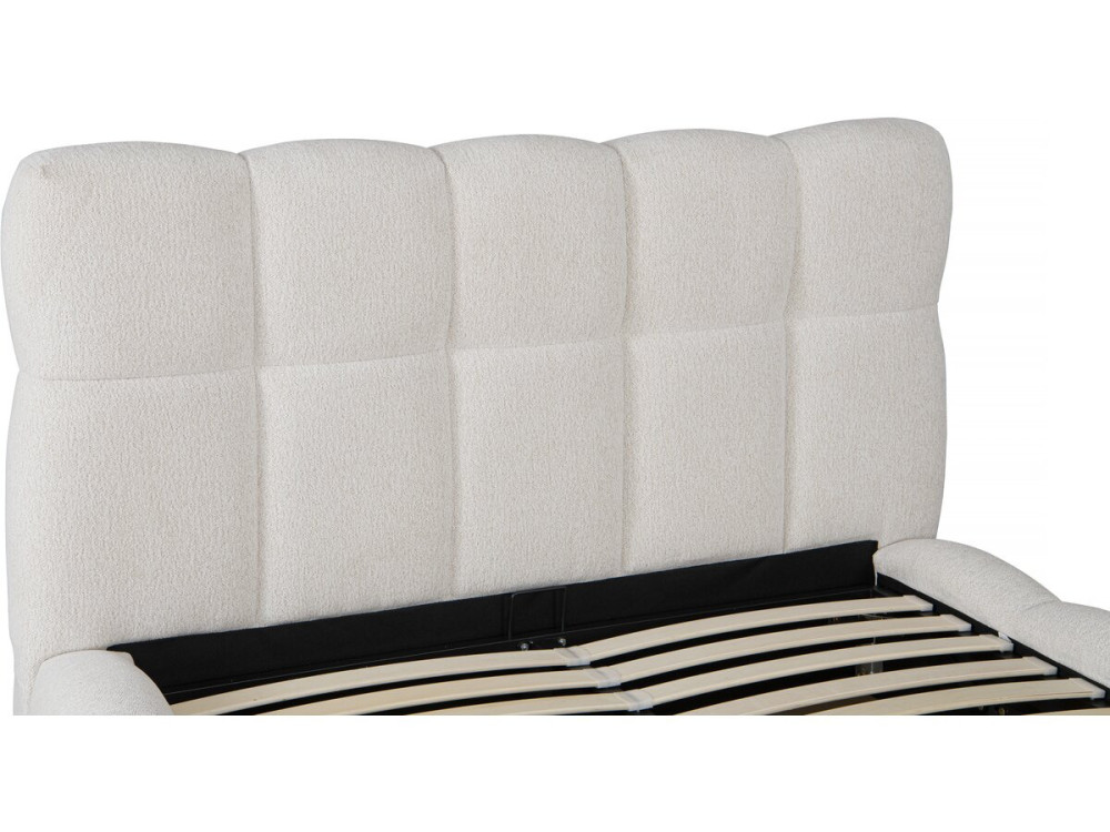 Cama de casal em tecido "Davos" com arrumação - 140 x 190 cm - Bege