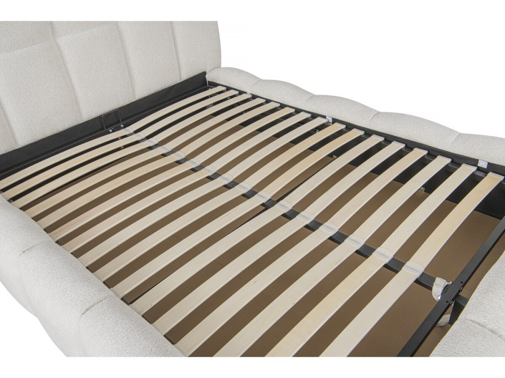 Cama de casal em tecido "Davos" com arrumação - 160 x 200 cm - Bege