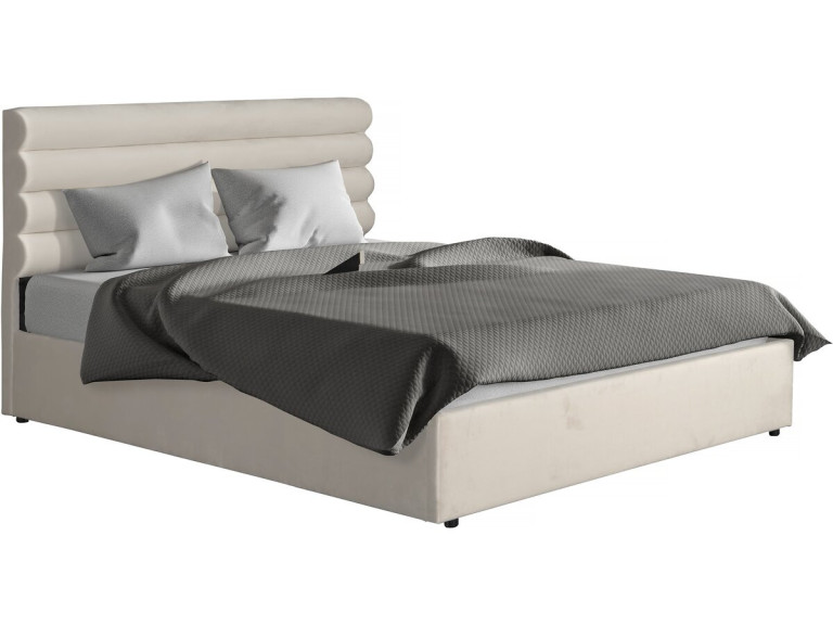 Cama de casal em veludo de design "Livigno" - 140 x 190 cm - Bege