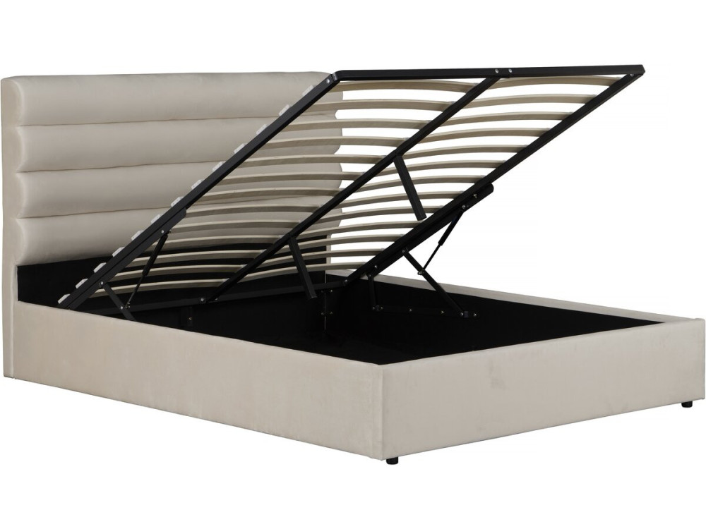 Cama de casal em veludo de design "Livigno" - 140 x 190 cm - Bege
