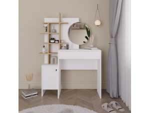 Mesa de maquilhagem de madeira "Mup" 105 x 35 x 151 cm - Branco 2