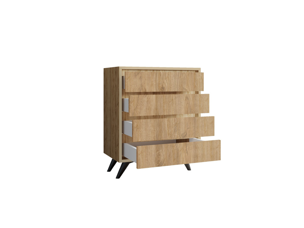 Cómoda de madeira "Suvera" - 70 x 40 x 86 cm - Castanho claro