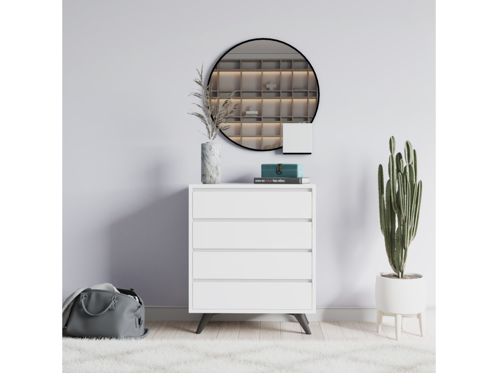 Cómoda de madeira "Suvera" - 70 x 40 x 86 cm - Branco