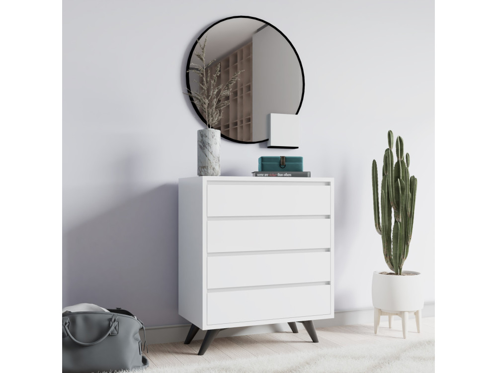 Cómoda de madeira "Suvera" - 70 x 40 x 86 cm - Branco