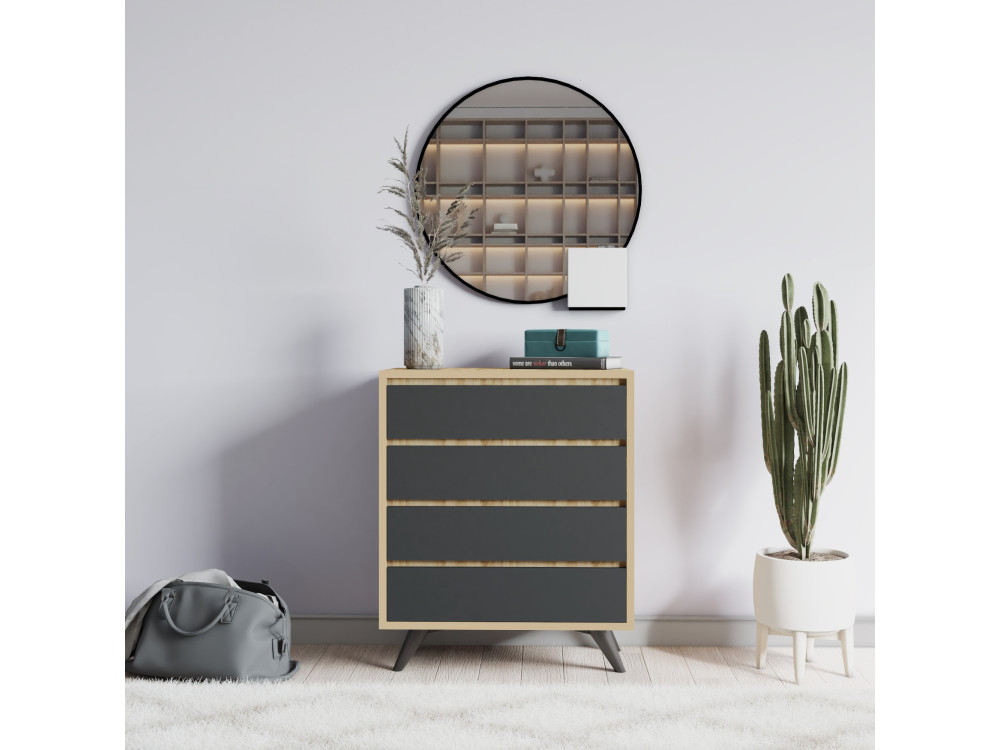 Cómoda de madeira "Suvera" - 70 x 40 x 86 cm - Castanho